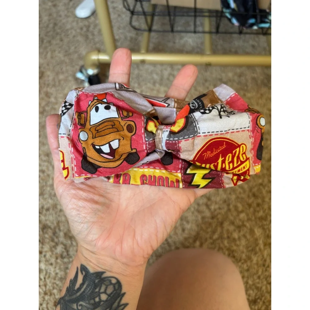 New Bamboo Bamboo Baby Headband Stretch Cars Lightning McQueen Mater Rust-eze